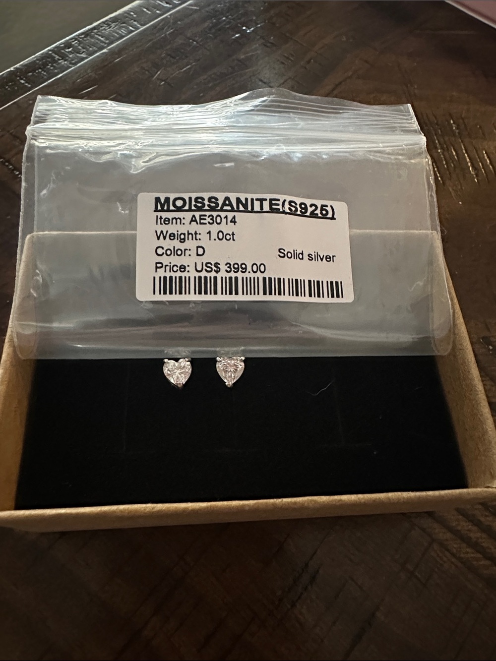 Moissanite Heart Stud Earrings in Solid Silver